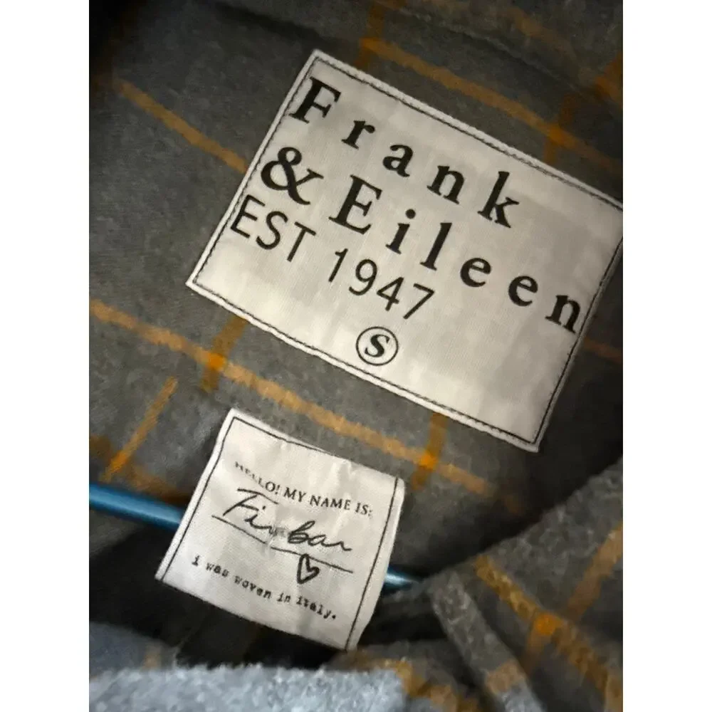 Frank & Eileen Finbar Men's Flannel Shirt in Gray & Orange Plaid Size Small